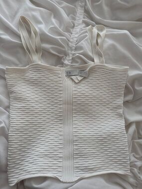 IRO Cream Ribbed Double-Strap Tank